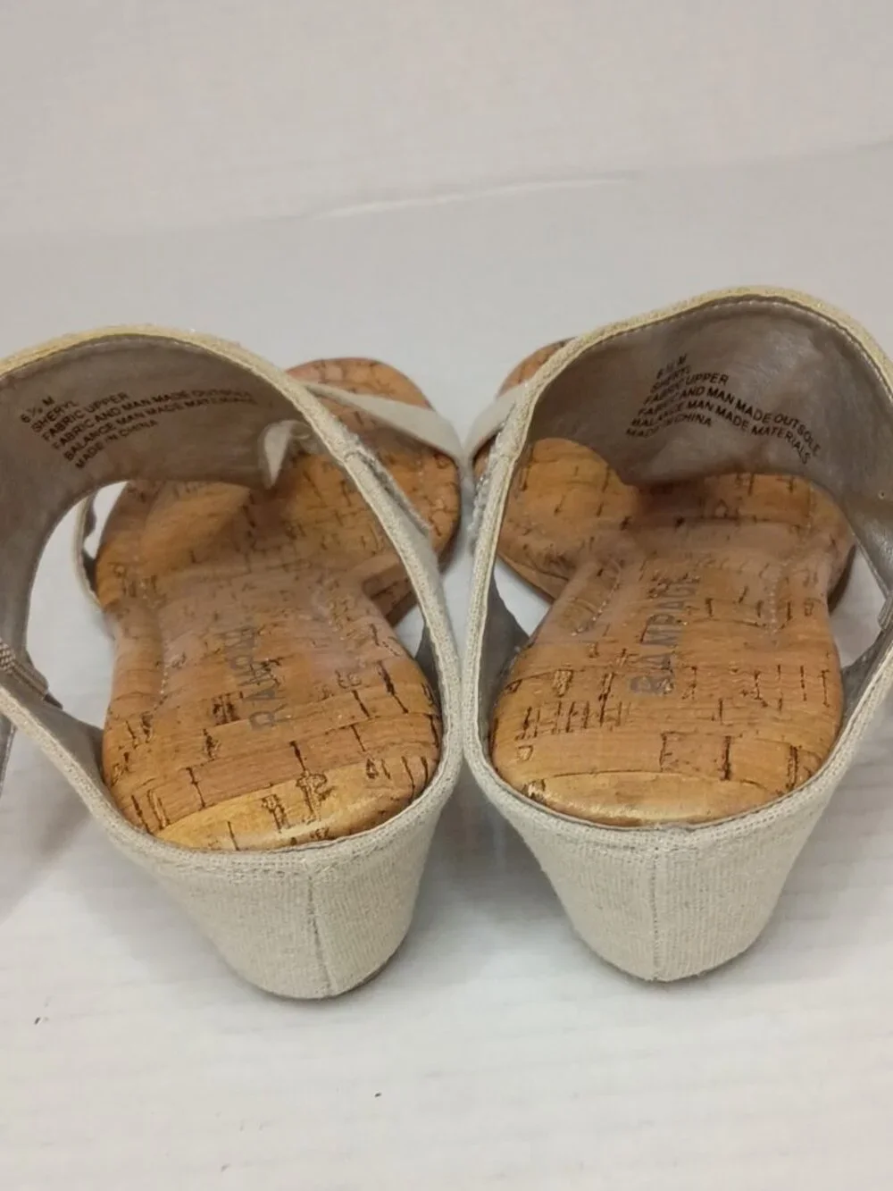 Rampage Sheryl Rhinestone Cork Wedge Sandals Women’s Size 6.5M